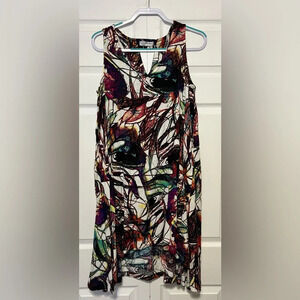 Patricia Luca Milano Women's Sleeveless Geo Print Fit & Flare Midi Dress Size M